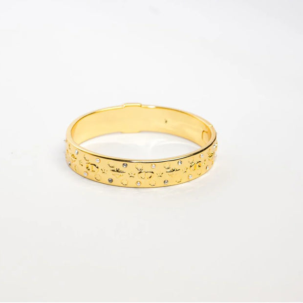 Alphabet CD Gold Textured Bracelet