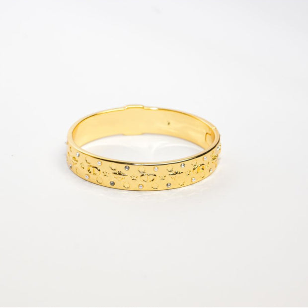 Alphabet CD Gold Textured Bracelet