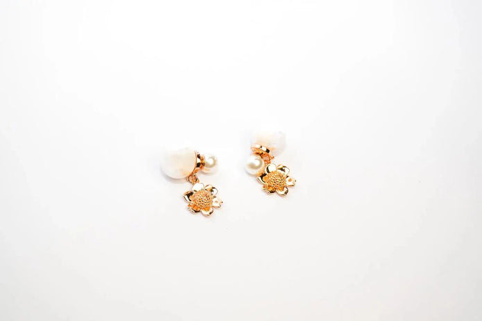 Floral CD rose gold bomber studs