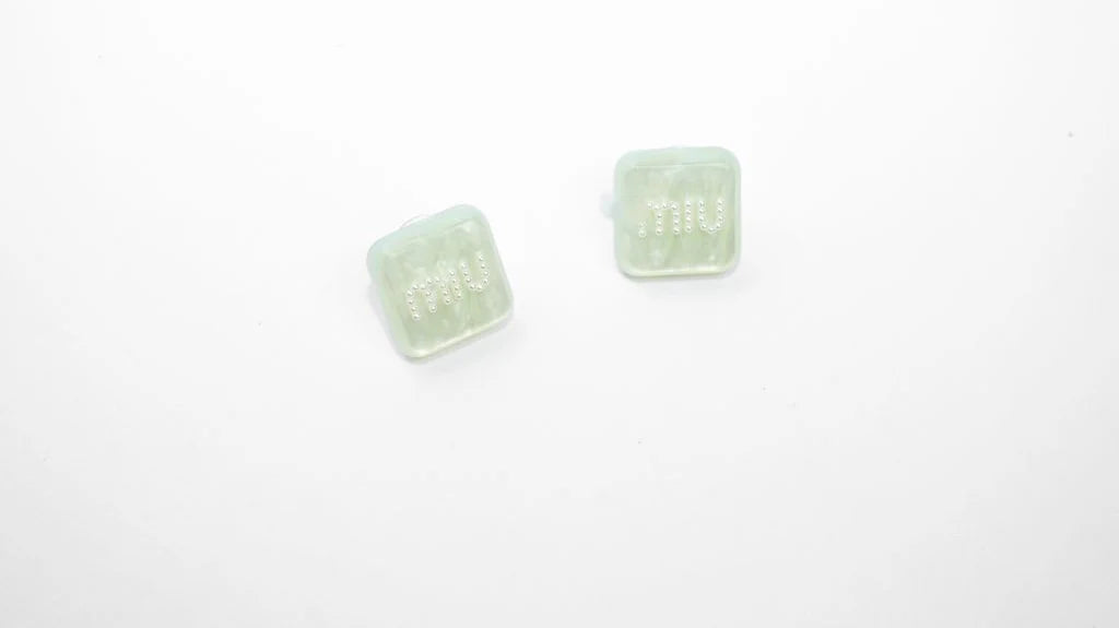 Green enamel and pearl earrings