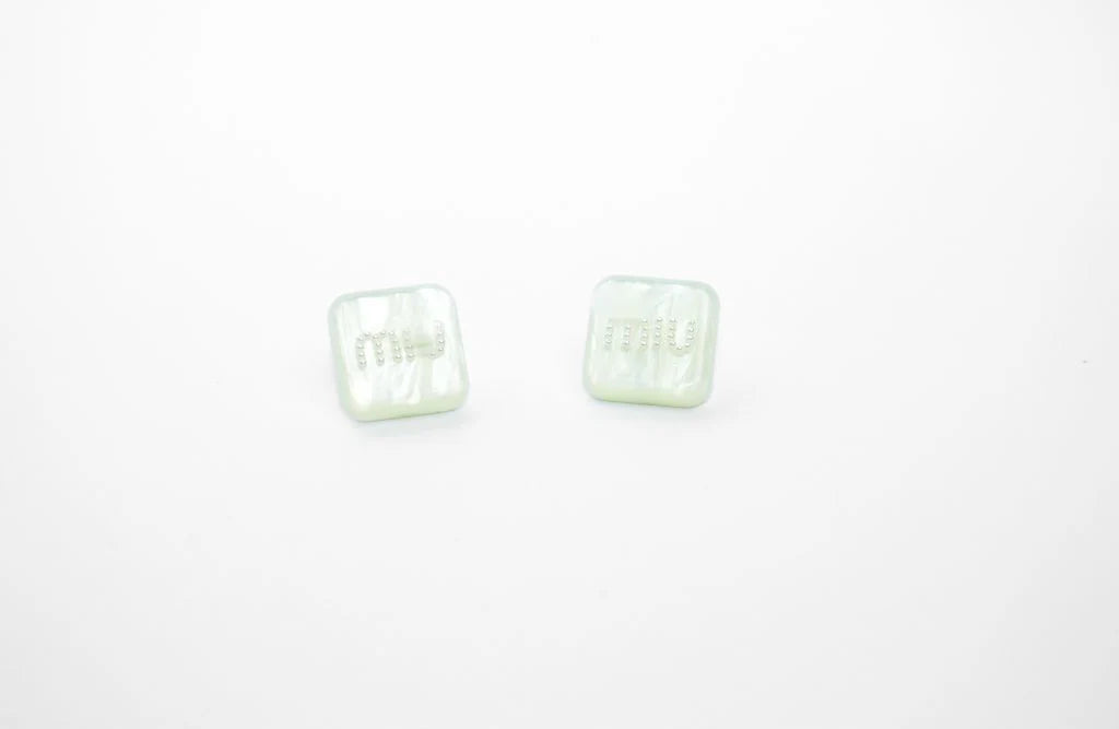 Green enamel and pearl earrings