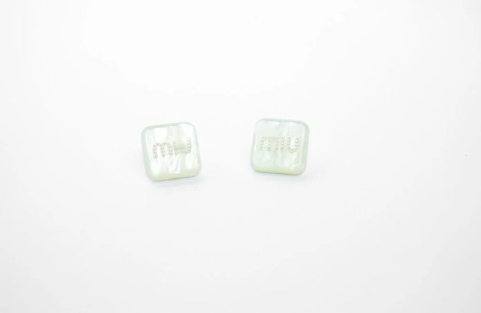 Green enamel and pearl earrings