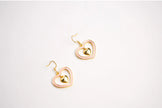 Gold and Pink Double Heart Drop Earrings