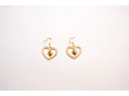 Gold and Pink Double Heart Drop Earrings