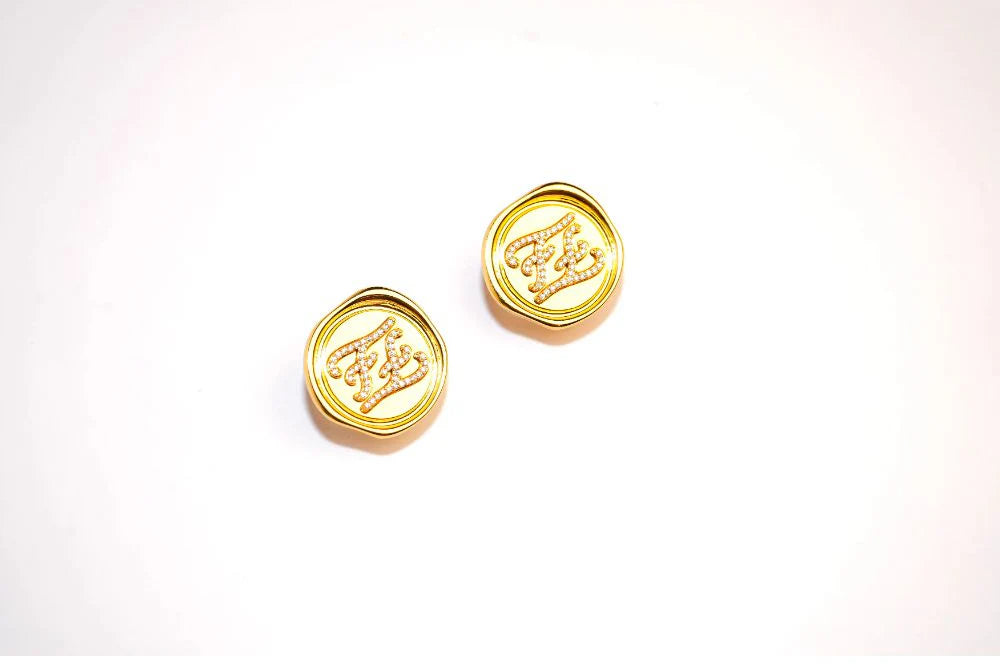 Double F studs with CZ