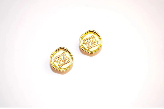 Double F studs with CZ
