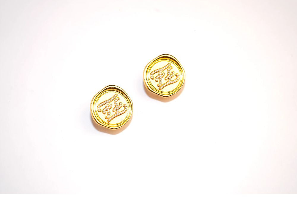 Double F studs with CZ
