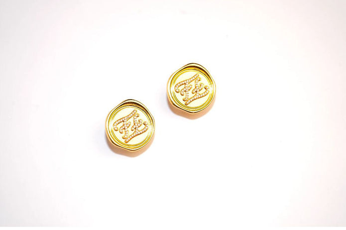 Double F studs with CZ