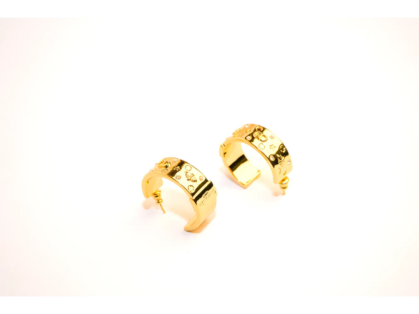 Gold Alphabet CD Textured Hoop Earrings