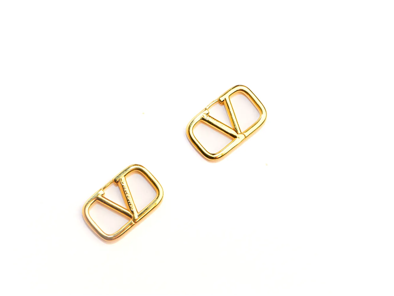 Gold Alphabet V Stud Earrings