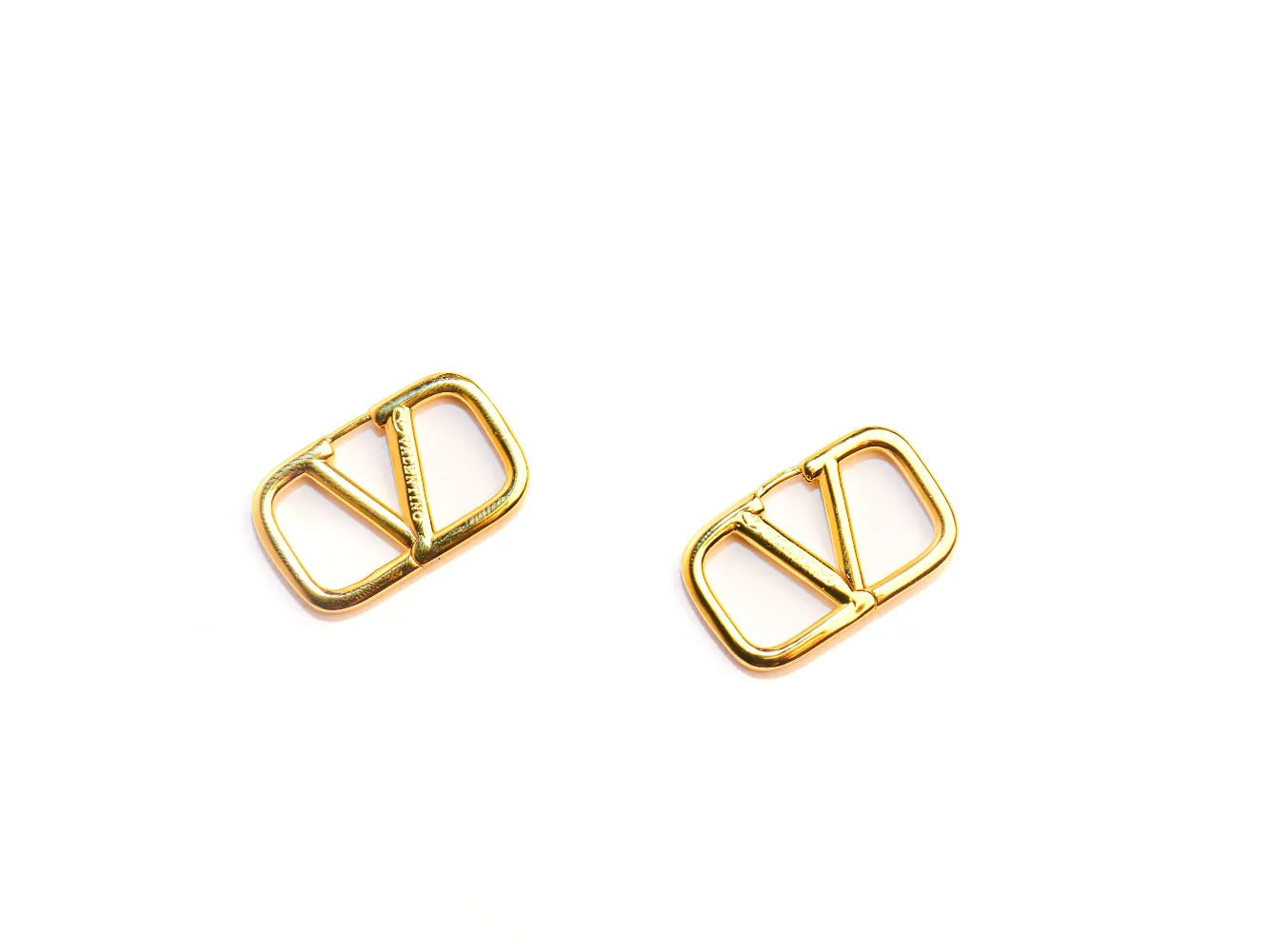 Gold Alphabet V Stud Earrings