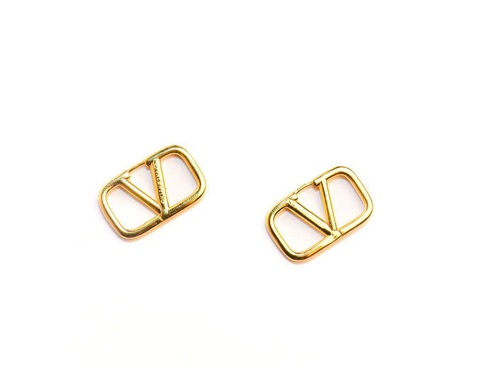 Gold Alphabet V Stud Earrings
