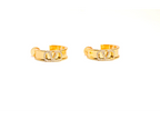 Gold Alphabet V CZ Hoop Earrings