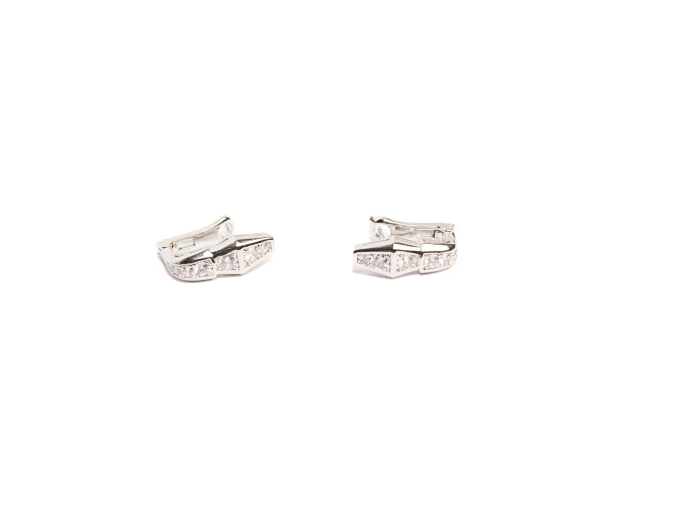 Platinum Plated CZ Snake Hoop Earrings