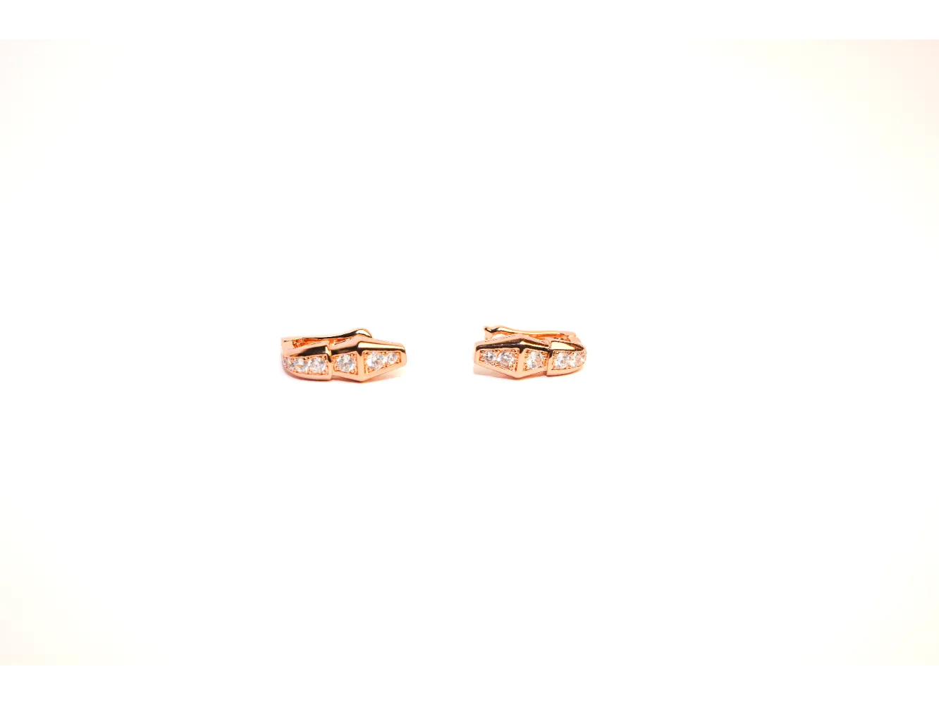 Rose Gold CZ Snake Stud Earrings
