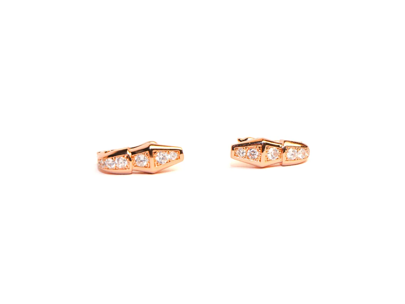 Rose Gold CZ Snake Stud Earrings