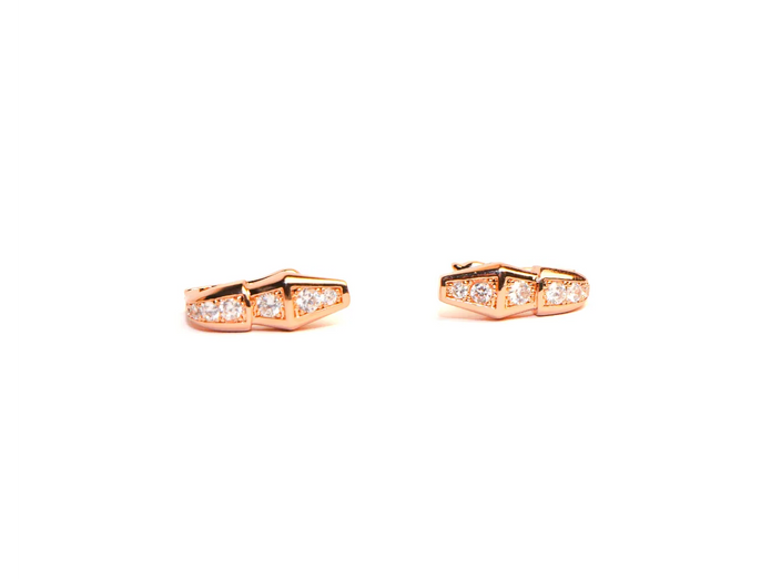 Rose Gold CZ Snake Stud Earrings