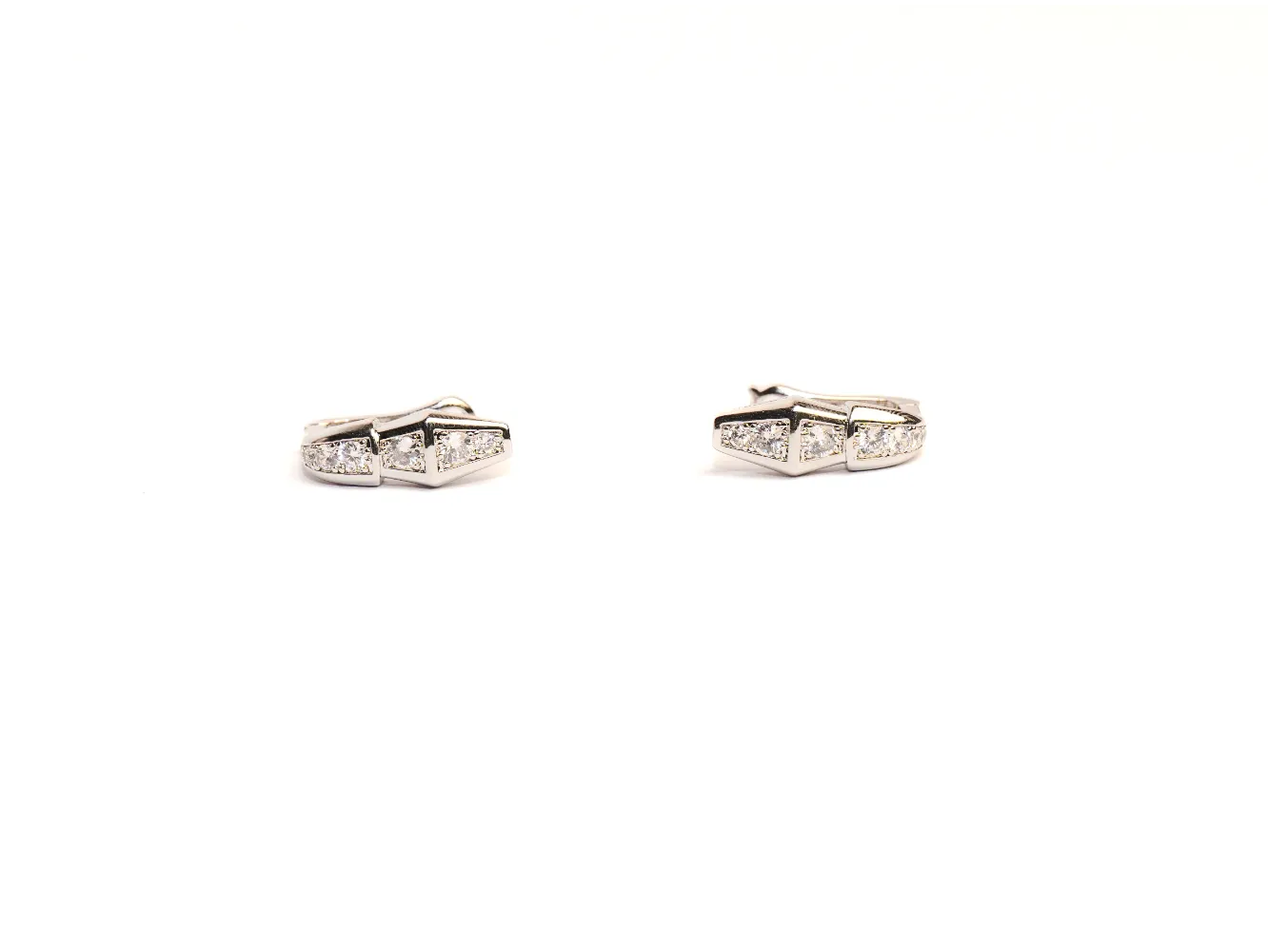 Platinum Plated CZ Snake Hoop Earrings