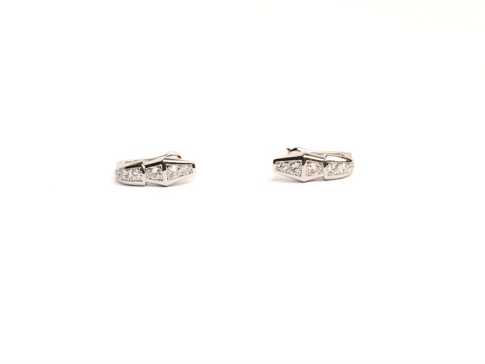 Platinum Plated CZ Snake Hoop Earrings