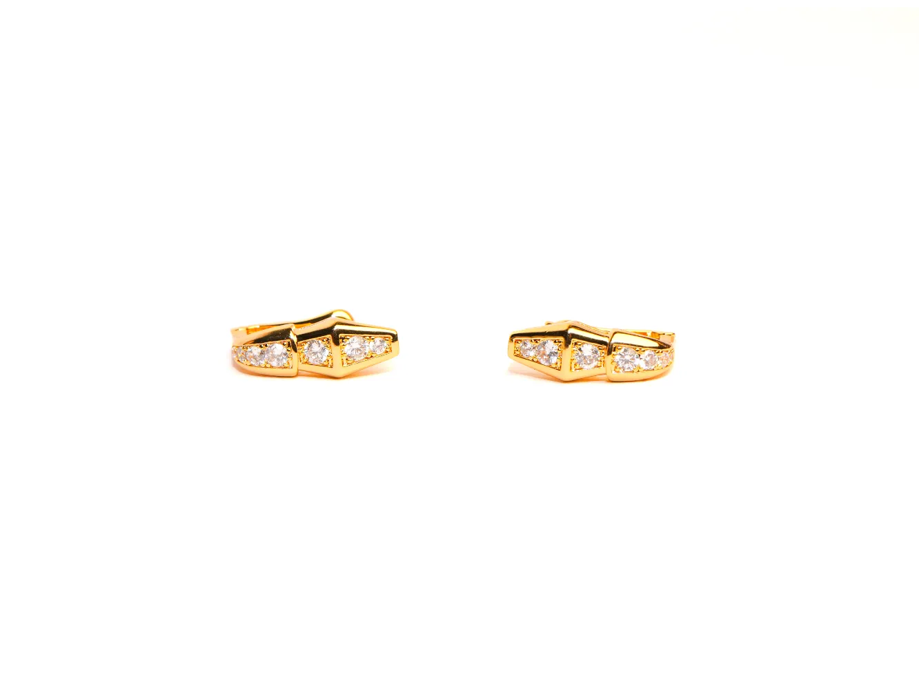 Gold CZ Snake Stud Earrings