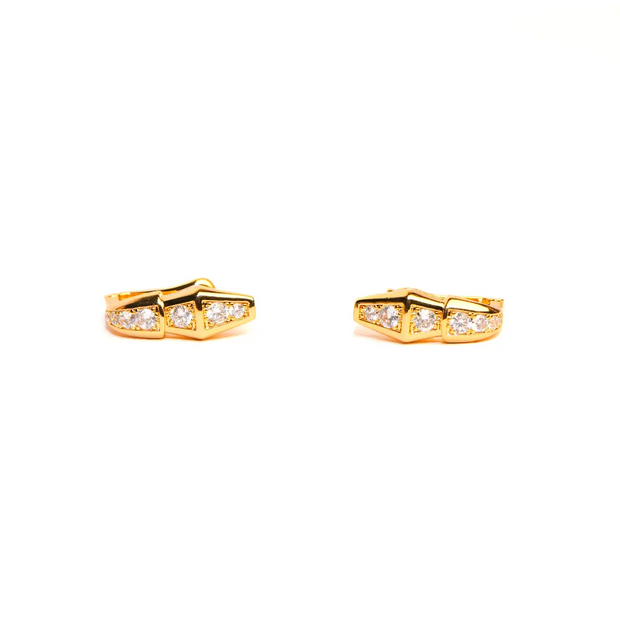 Gold CZ Snake Stud Earrings