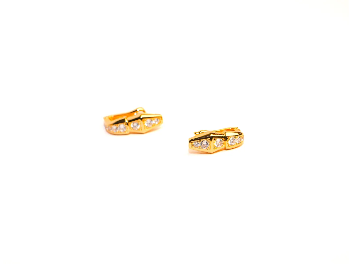 Gold CZ Snake Stud Earrings