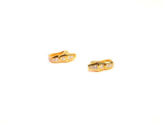 Gold CZ Snake Stud Earrings