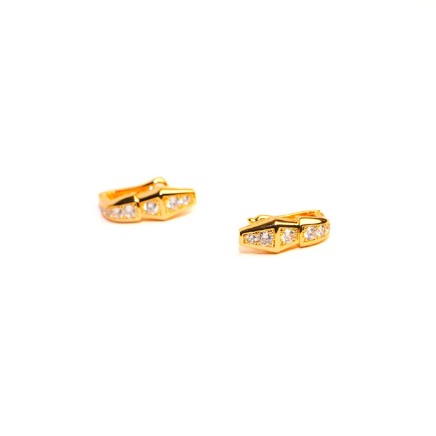 Gold CZ Snake Stud Earrings