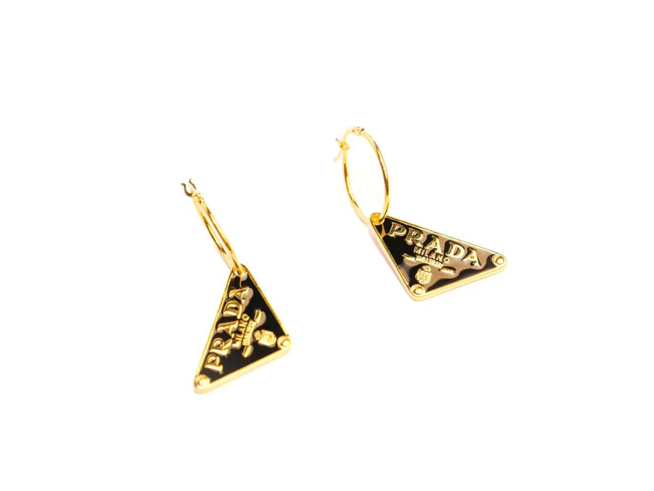 Black and Gold Triangle Hoop Earrings