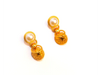 Double C gold pearl dome earring