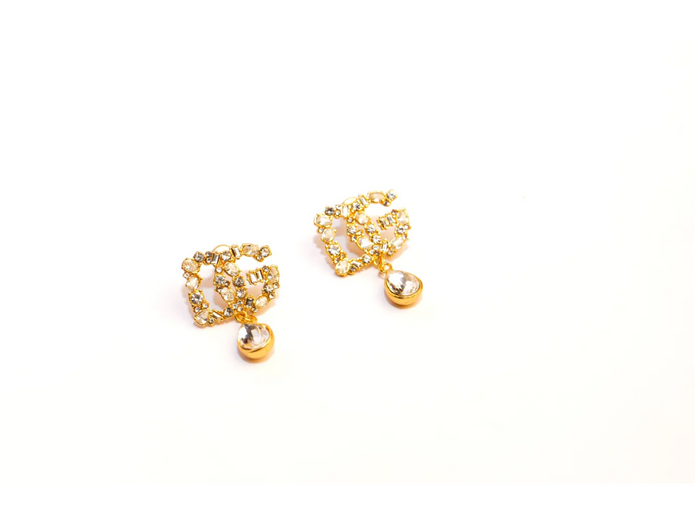 Gold Alphabet DG CZ Drop Earrings