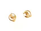 Gold Plated Alphabet F Pearl Hoop Earrings