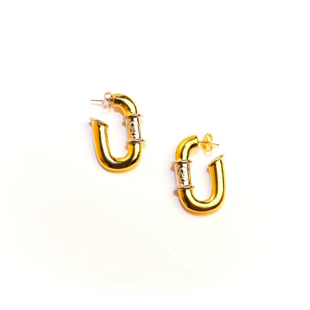 Gold Alphabet VL Hoop Earrings
