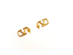 Golden alphabet  V Crystal Hoop Stud Earrings