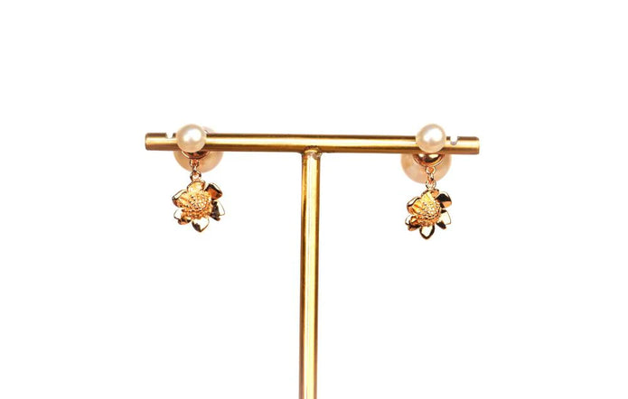 Floral CD rose gold bomber studs