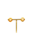 Gold Pearl and CZ Round Stud Earrings