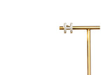 Platinum Plated CZ H Bar Earrings