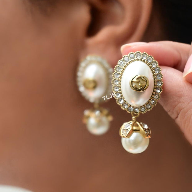 Double G vintage white earrings