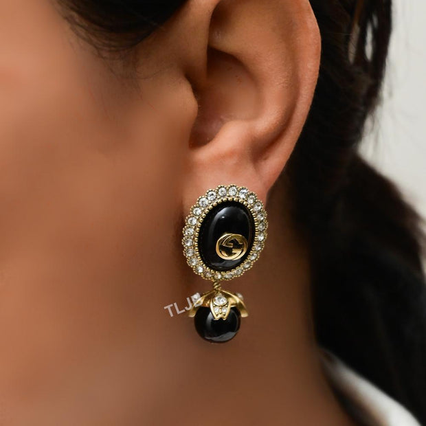Double G vintage black earrings