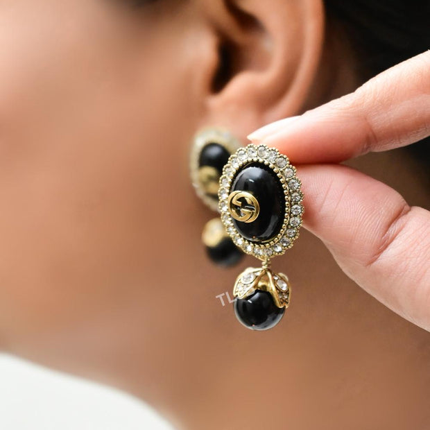 Double G vintage black earrings