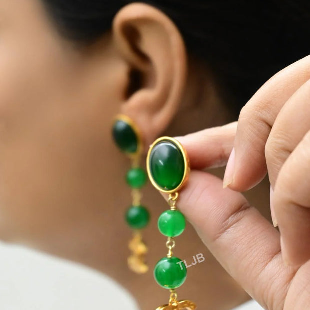 Double C emerald green danglers