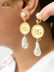 Alphabet D & G gold coin danglers