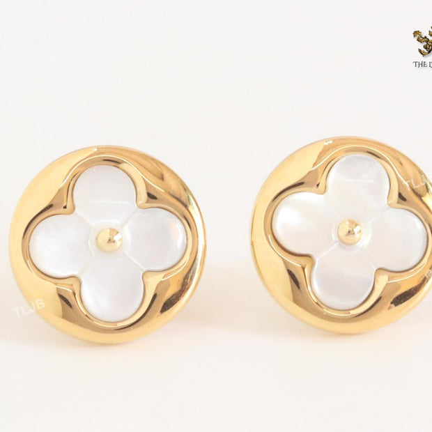 White MOP and gold studs