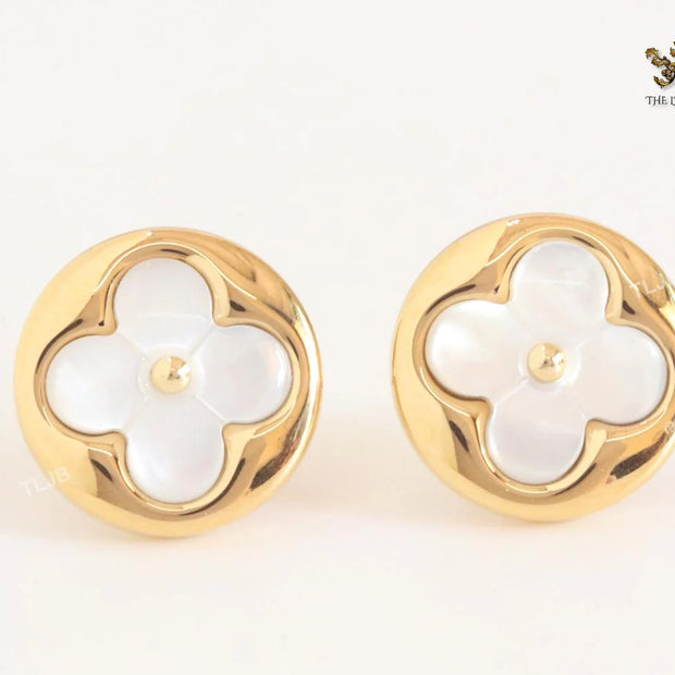 White MOP and gold studs