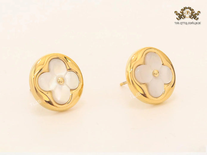 White MOP and gold studs