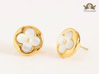 White MOP and gold studs