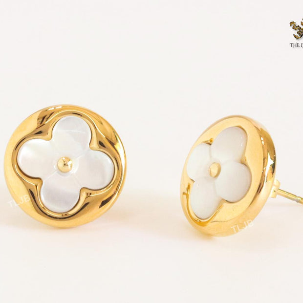 White MOP and gold studs