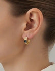 Alphabet BVL Gold Plated CZ and Grey MOP Huggie Hoop Earrings