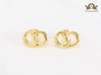 Alphabet CD twisted small gold studs