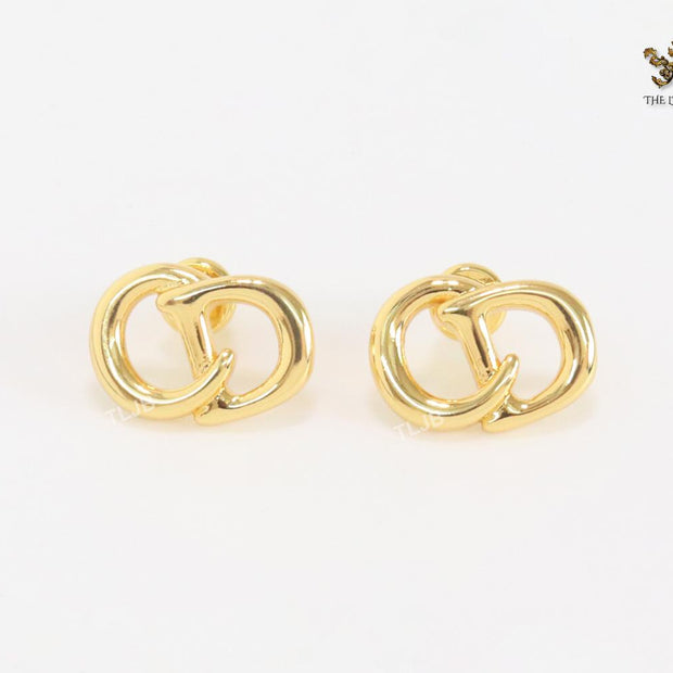 Alphabet CD twisted small gold studs